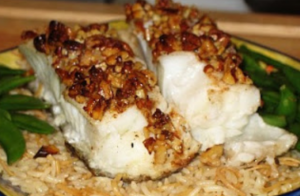 Chilean Sea Bass with Roasted Pecans