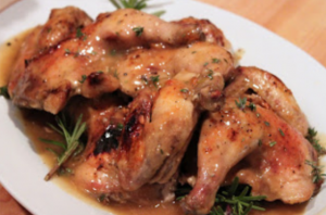 Baked Cornish Hens with Moscato Herb Sauce