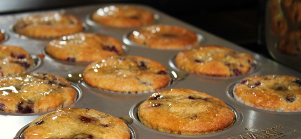 Blackberry and Lemon Muffins with Honey Drizzle